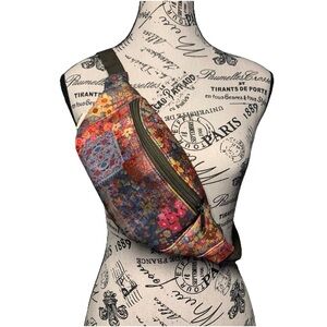 Natural Life Multicolor Bohemian Floral Patchwork Fanny Pack Crossbody Bag